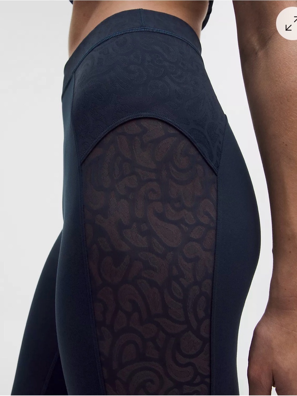 โจ๐ค Paisley Sheer Lace Jacquard Panelled High-Rise Tight 25"